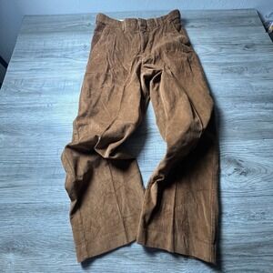 Adjust-A-Band Corduroy Trousers Mens 34M Brown Expandable Waist Cotton Vintage